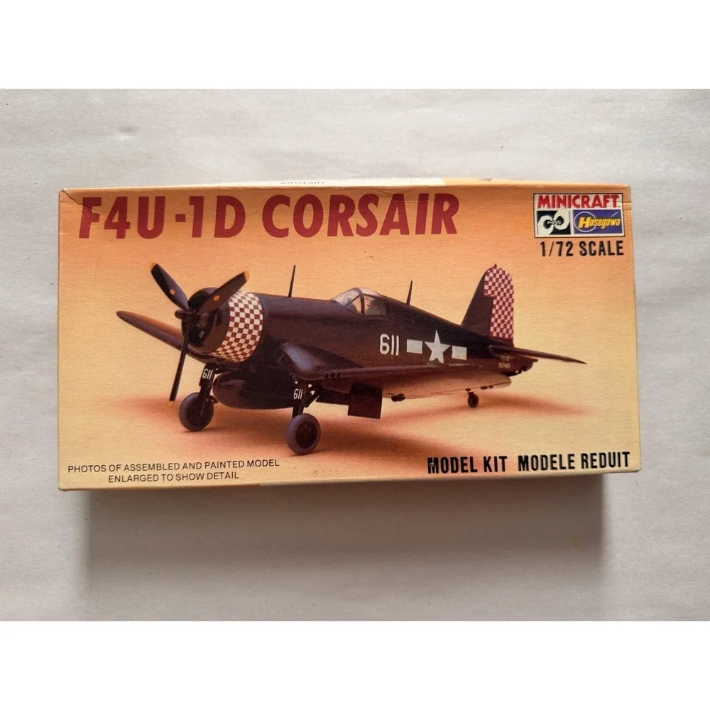 Vintage Minicraft Hasegawa 1/72 F4U-1D Corsair Model Kit #1178 • Open Box